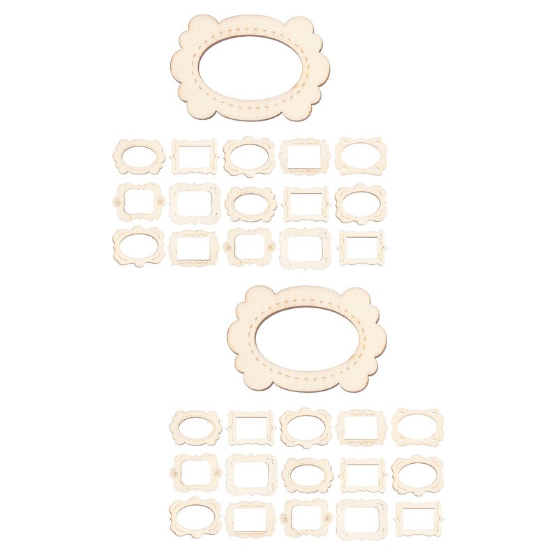 40 pcs Uncolored Wood Photo Frame Pendants Cutout Unfinished Pendants - Image 1