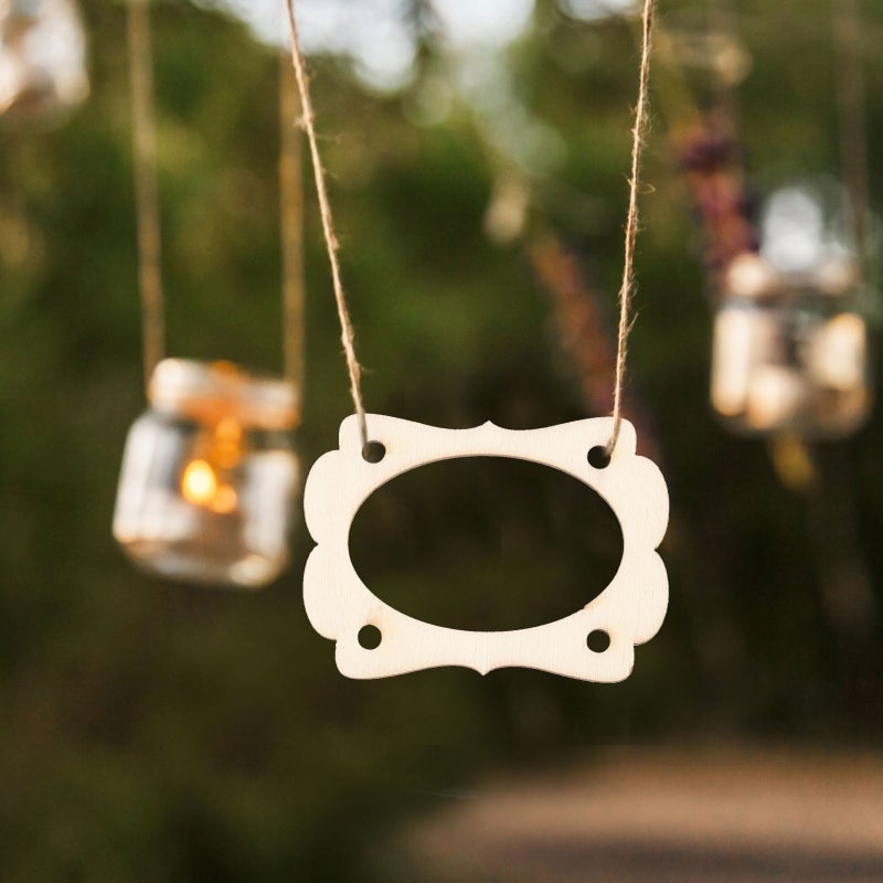 40 pcs Uncolored Wood Photo Frame Pendants Cutout Unfinished Pendants - Image 3