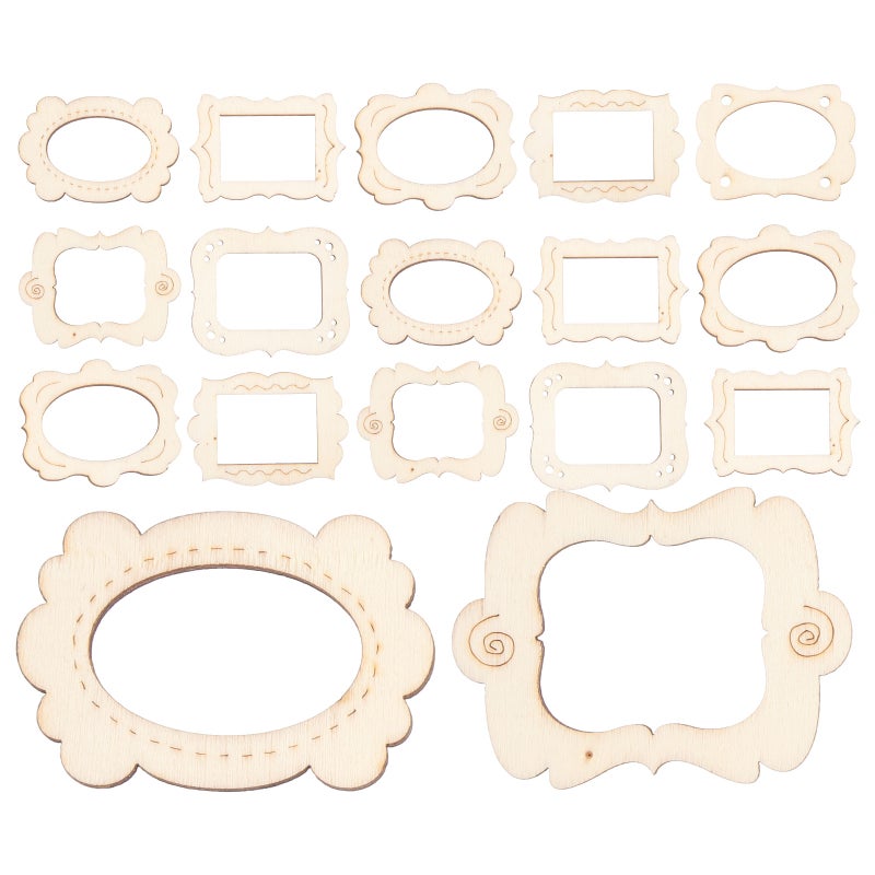 40 pcs Uncolored Wood Photo Frame Pendants Cutout Unfinished Pendants - Image 5