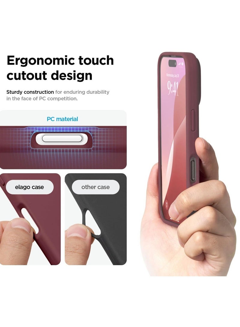 MUNTAQI Burgundy Liquid Silicone Case for iPhone 16 Plus - Full Body Protection, Shockproof, Slim Design with Anti-Scratch Microfiber Lining - Image 5