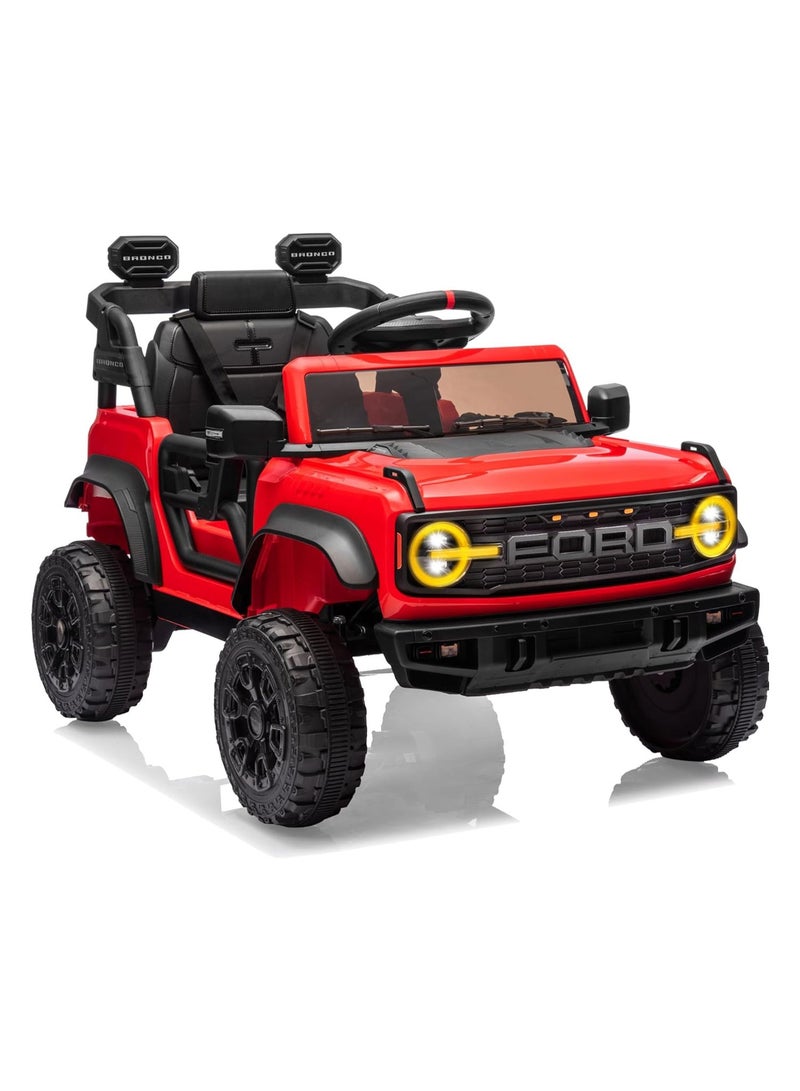 ALBADER Electric Car Ride Licensed Ford Bronco Raptor, Ride on Toys for Kids, Children Electric Vehicles, Toddler Battery Powered 12V Car with Double Doors And Remote, Safety Belt, Led Lights - Image 1