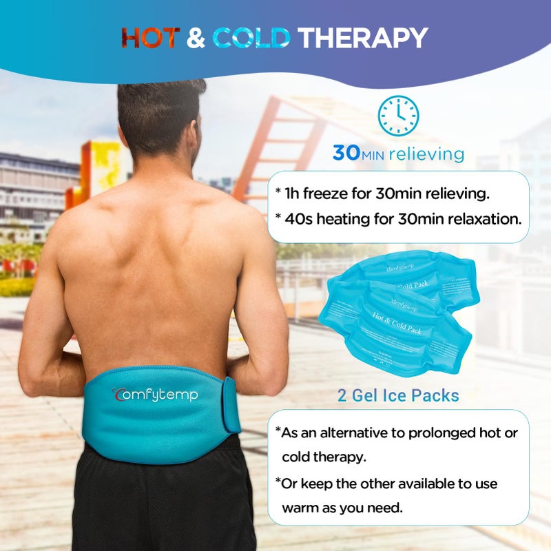 Comfytemp حزمة ثلج كومفيتمب لتخفيف آلام الظهر، 2 حزمة، مؤهلة لـ FSA و HSA، ضمادة جل قابلة لإعادة الاستخدام لآلام أسفل الظهر، كمادات ساخنة وباردة للمنطقة القطنية، الخصر، للرجال والنساء بعد الجراحة هدية - Image 5