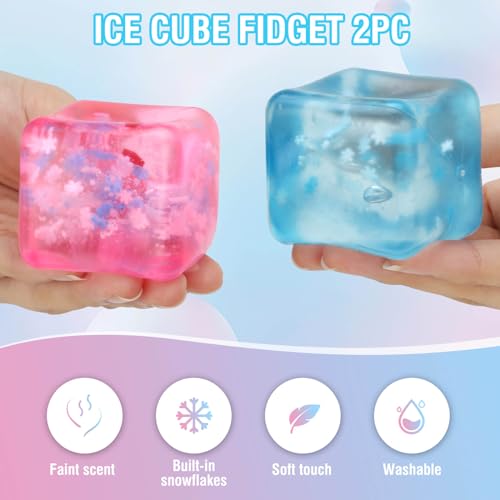 Gretex Fidget Toy for All Ages 2 Pack Soft Sensory Fidget Ice Cube Stress Ball Squishy Cube Stress Relief Toys for Kids Teens and Adults Party Favors Birthday Gift for Kids Age 3 - Image 5