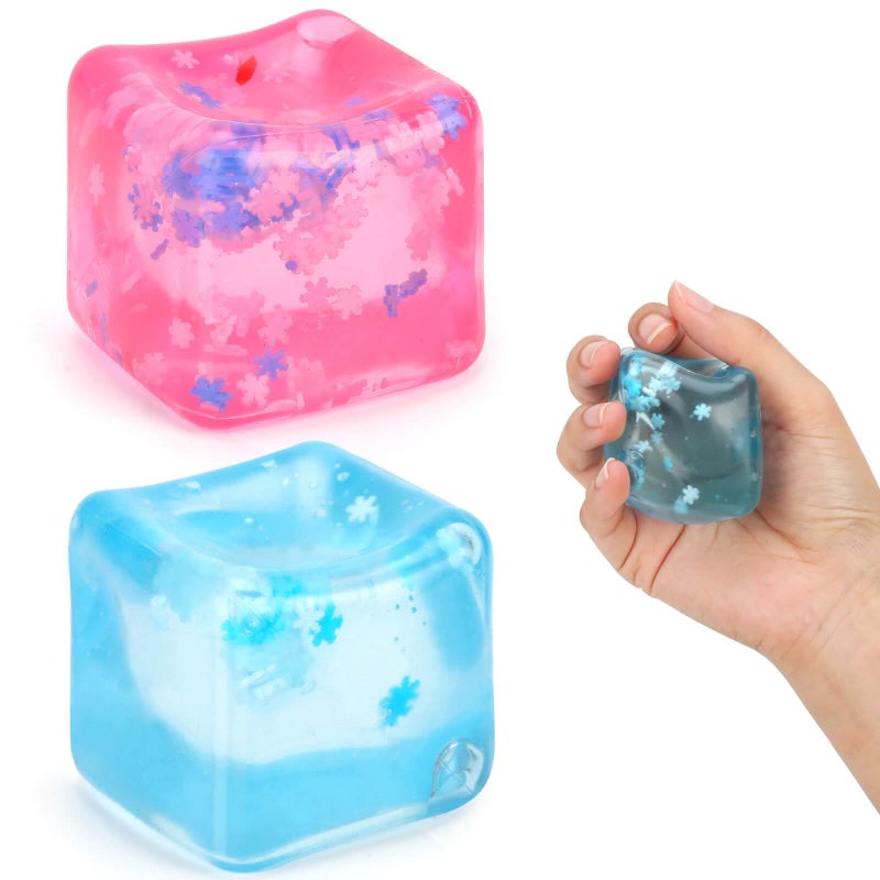Gretex Fidget Toy for All Ages 2 Pack Soft Sensory Fidget Ice Cube Stress Ball Squishy Cube Stress Relief Toys for Kids Teens and Adults Party Favors Birthday Gift for Kids Age 3 - Image 4