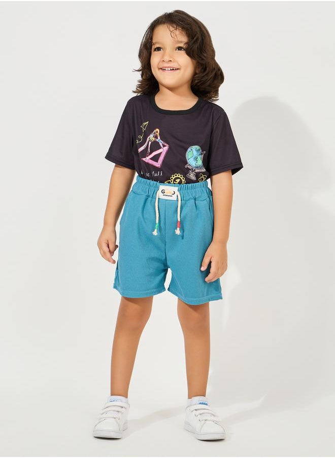 Styli - Solid Waist Tie With Patch Detail Short - Image 1