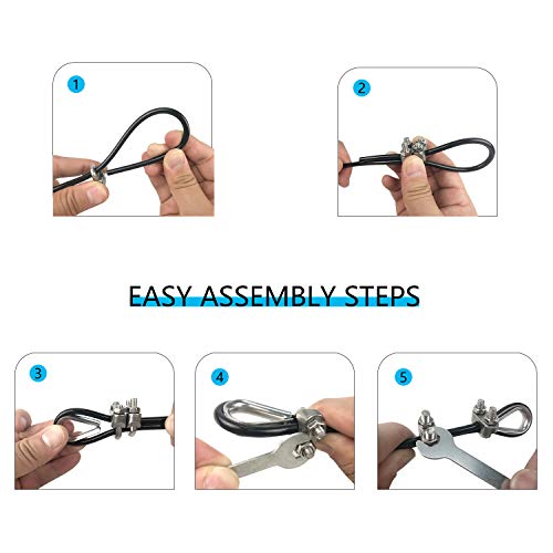 LFJ Replacement Gym Cable Fitness Pulley Cable Steel Wire Rope for Cable Machine Home Gym Weight Lift Pulley System (Adjustable Length, 196") - Image 5