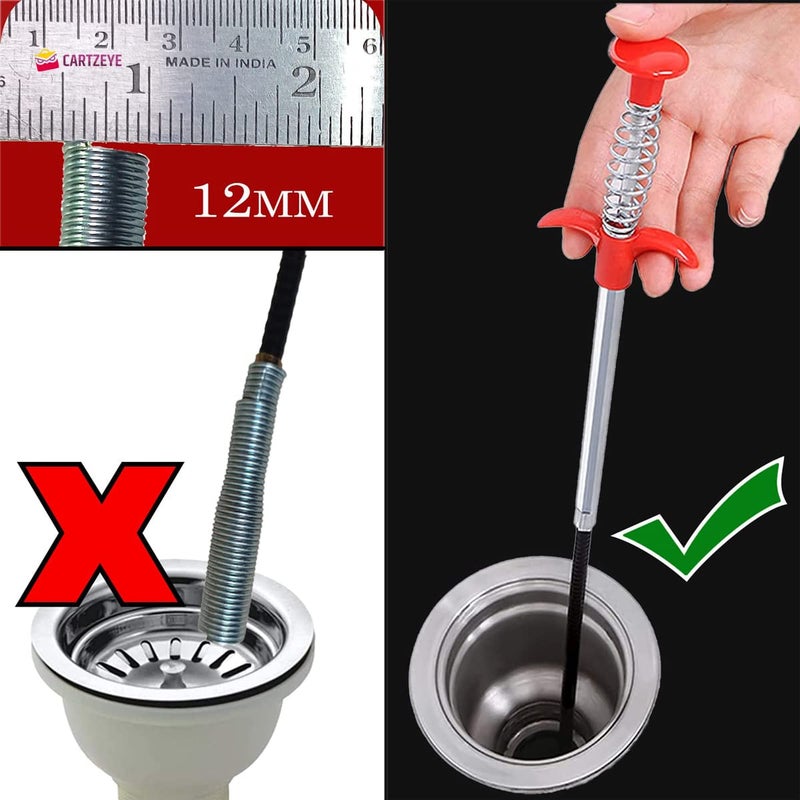 Avenn Avenn Stainless Steel Hair Catching Claw Drain Sewer Cleaner Spring Wire Sink Tub Pipe Cleaning Stick Drain Plunger Unblocked Dredging Kitchen Bath Auger Basin Snake Clog Remover Tool (60 CM - 2 Feet) - Image 5