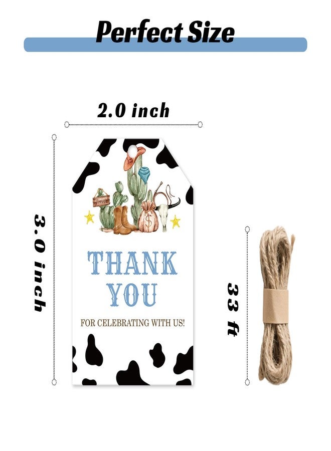 BOBYIYI 50pcs Cowboy Thank You Tags Western Gift Tags Wild West Gift Tag with String for First Rodeo Birthday Party Western Gender Reveal Party Favors Baby Shower - Image 2