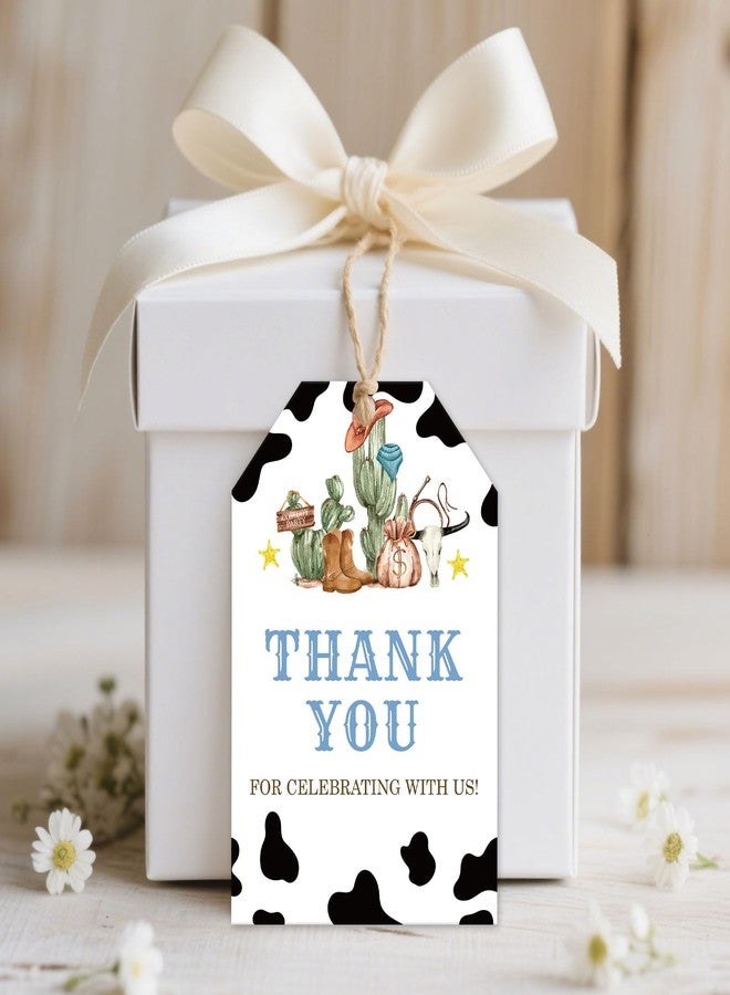 BOBYIYI 50pcs Cowboy Thank You Tags Western Gift Tags Wild West Gift Tag with String for First Rodeo Birthday Party Western Gender Reveal Party Favors Baby Shower - Image 5