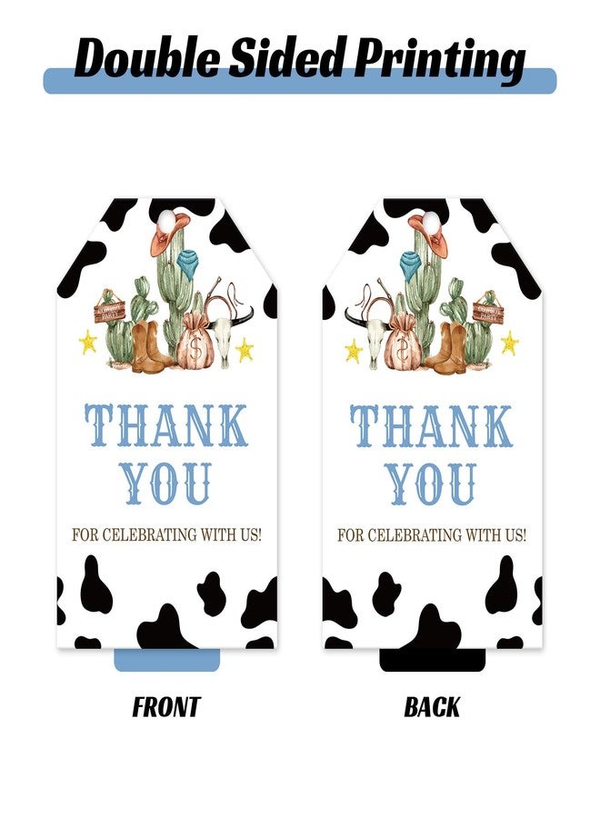 BOBYIYI 50pcs Cowboy Thank You Tags Western Gift Tags Wild West Gift Tag with String for First Rodeo Birthday Party Western Gender Reveal Party Favors Baby Shower - Image 3