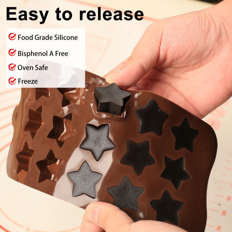 ZTHapwa Small Star Silicone Molds, 15 Cavities Star Chocolate Molds for Candy/Gummy/Jelly/Fruit Snack, Mini 3D Stars Mold for Wax Melt/Resin, 2 Pcs - Image 4