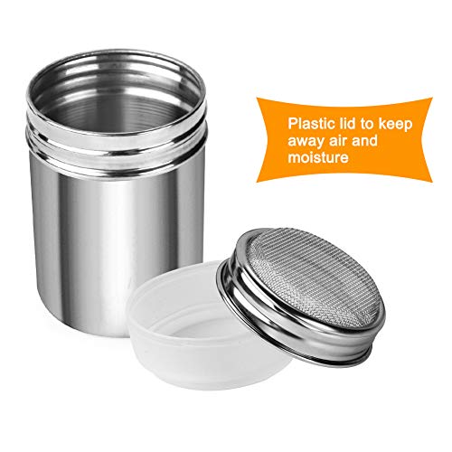 Accmor 2 Pack Powdered Sugar Shaker Duster, Cinnamon Shaker Flour Sifter, Fine Mesh Stainless Steel Dredge for Baking Soda Flour Cinnamon Cocoa - Image 3