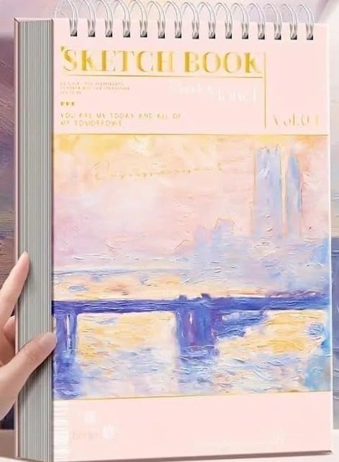BlackZone A4 Sketching Book for Artist, A4 Thickened Sketchpad for Artist 60 Sheet, Students Hand-Painted Colored Lead Picture Album Sketch Book for Painting, Drawing, Art & Craft Work (Peach) - Image 1