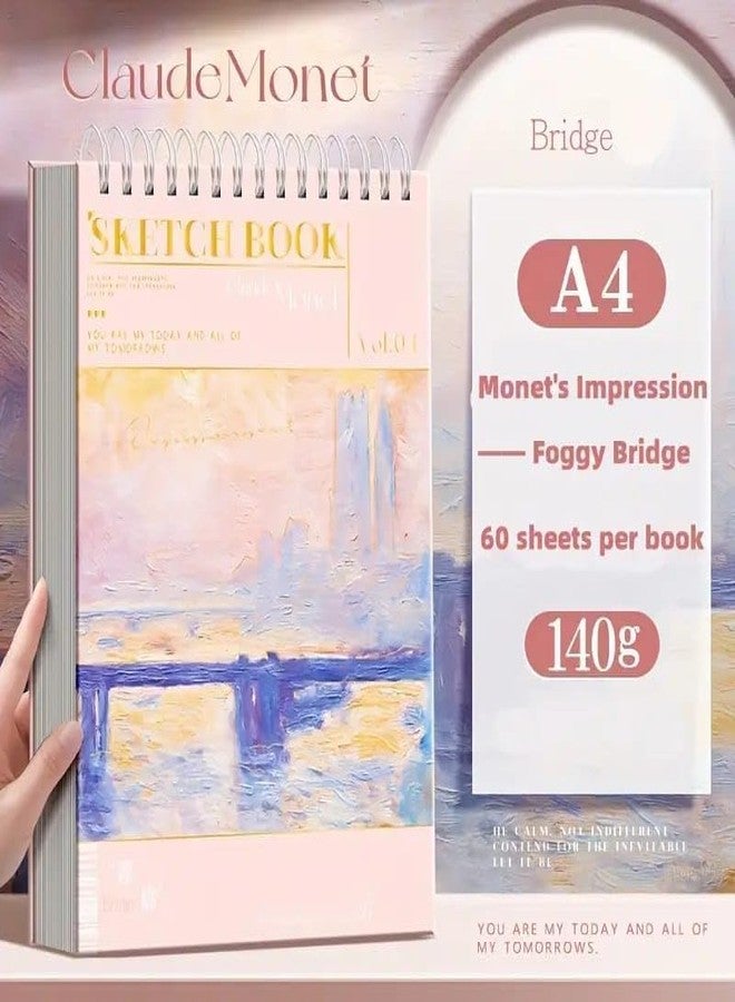 BlackZone A4 Sketching Book for Artist, A4 Thickened Sketchpad for Artist 60 Sheet, Students Hand-Painted Colored Lead Picture Album Sketch Book for Painting, Drawing, Art & Craft Work (Peach) - Image 3