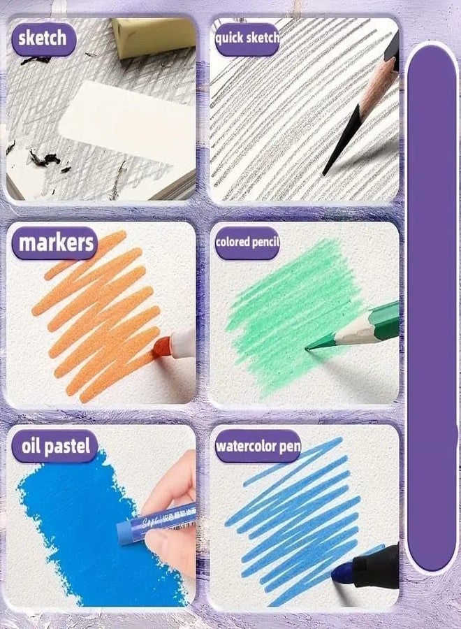 BlackZone A4 Sketching Book for Artist, A4 Thickened Sketchpad for Artist 60 Sheet, Students Hand-Painted Colored Lead Picture Album Sketch Book for Painting, Drawing, Art & Craft Work (Peach) - Image 4