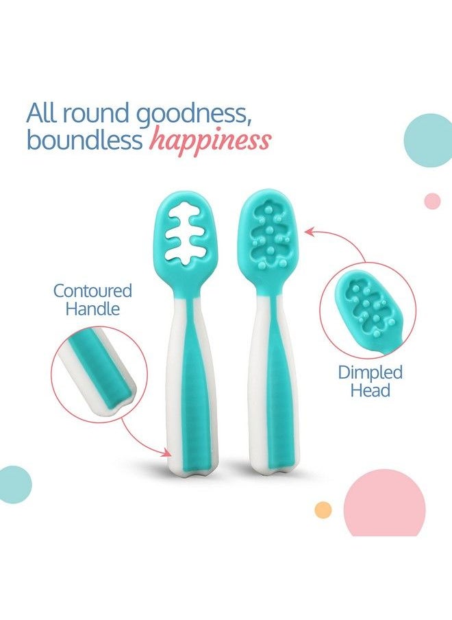 Luvlap - Yum Yum Weaning Pre Spoon Bpa Free Silicone Self Feeding Baby Spoon Set (Stage One + Stage Two) Baby Led Weaning Spoon For Kids Ages 6 Months+ Baby Utensil - Image 1