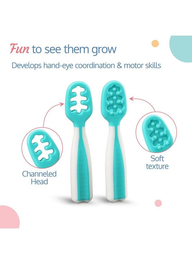 Luvlap - Yum Yum Weaning Pre Spoon Bpa Free Silicone Self Feeding Baby Spoon Set (Stage One + Stage Two) Baby Led Weaning Spoon For Kids Ages 6 Months+ Baby Utensil - Image 1