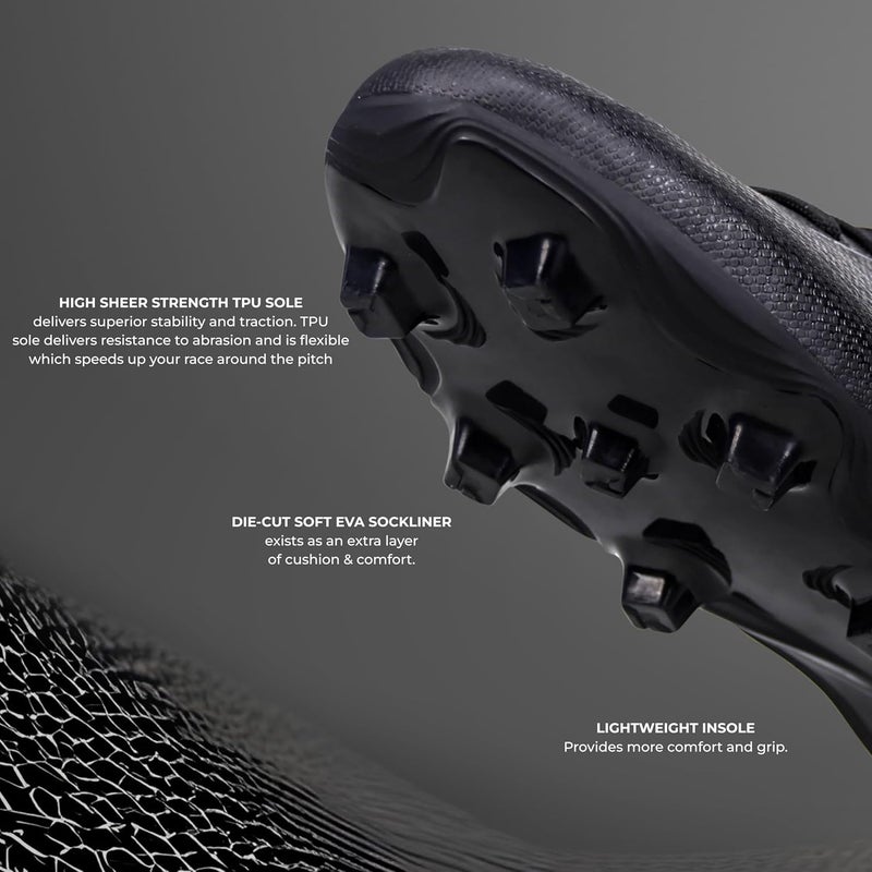 Nivia Carbonite 7.0 Football Stud for Men, TPU Sole with Synthetic Leather Upper, Die Cut Lightweight Insole, Ideal for Soft and Hard Grassy Ground Surfaces- UK06(Black) - Image 4