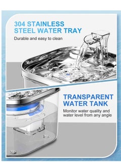 Rightsure 68oz/2L 304 Stainless Steel Electric Water Fountain/Dispenser with Automatic Induction Coil for Multiple Pets Cats Small Dogs  - Image 2