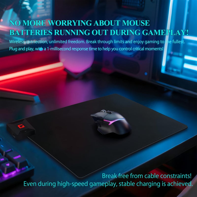 RCHFLI وسادة شحن لاسلكية RCHFLI لفأرة Logitech G Pro X Superlight 2/1، G502، G703 Lightspeed، توصيل وتشغيل، قاعدة مقاومة للانزلاق، شحن مستمر للألعاب - بديل Powerplay (غير متوافق مع G903) - Image 2