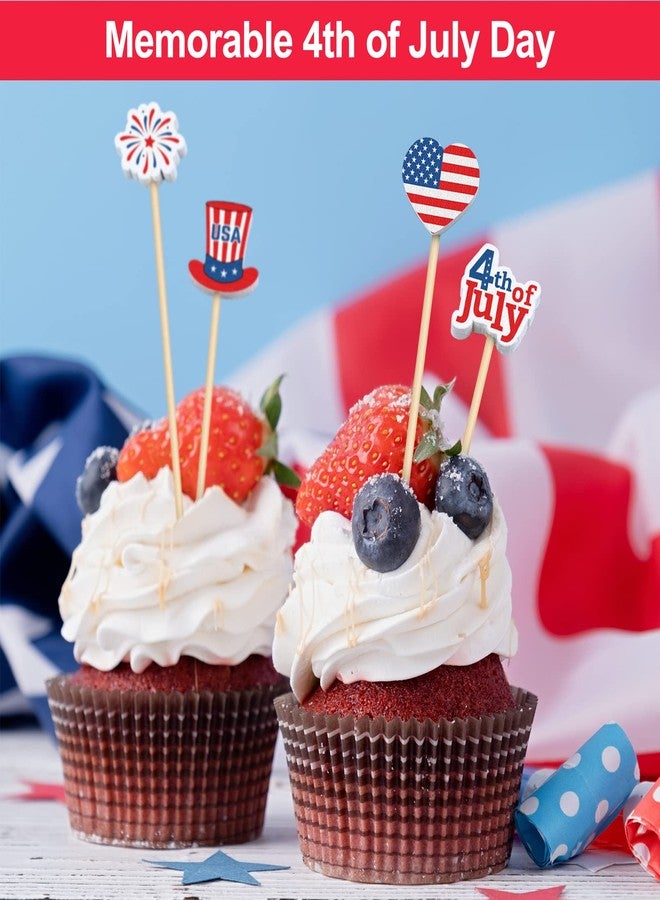 Aodaer 200 Pieces 4th of July Mini American Patriotic Cocktail Picks Independece Day Toothpicks Cocktail Sticks Wooden Cupcake Toppers for Food Fruit Sandwich Appetizer Drinks Party Decoration - Image 5