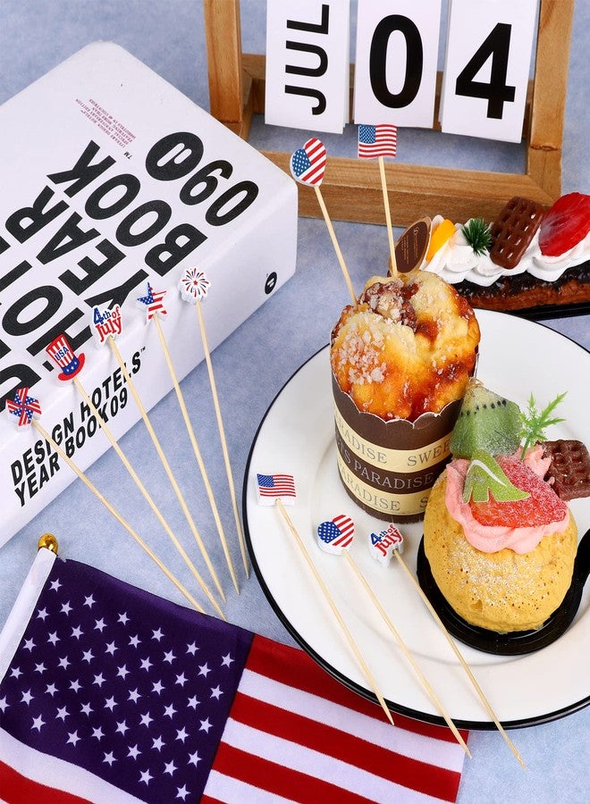 Aodaer 200 Pieces 4th of July Mini American Patriotic Cocktail Picks Independece Day Toothpicks Cocktail Sticks Wooden Cupcake Toppers for Food Fruit Sandwich Appetizer Drinks Party Decoration - Image 3