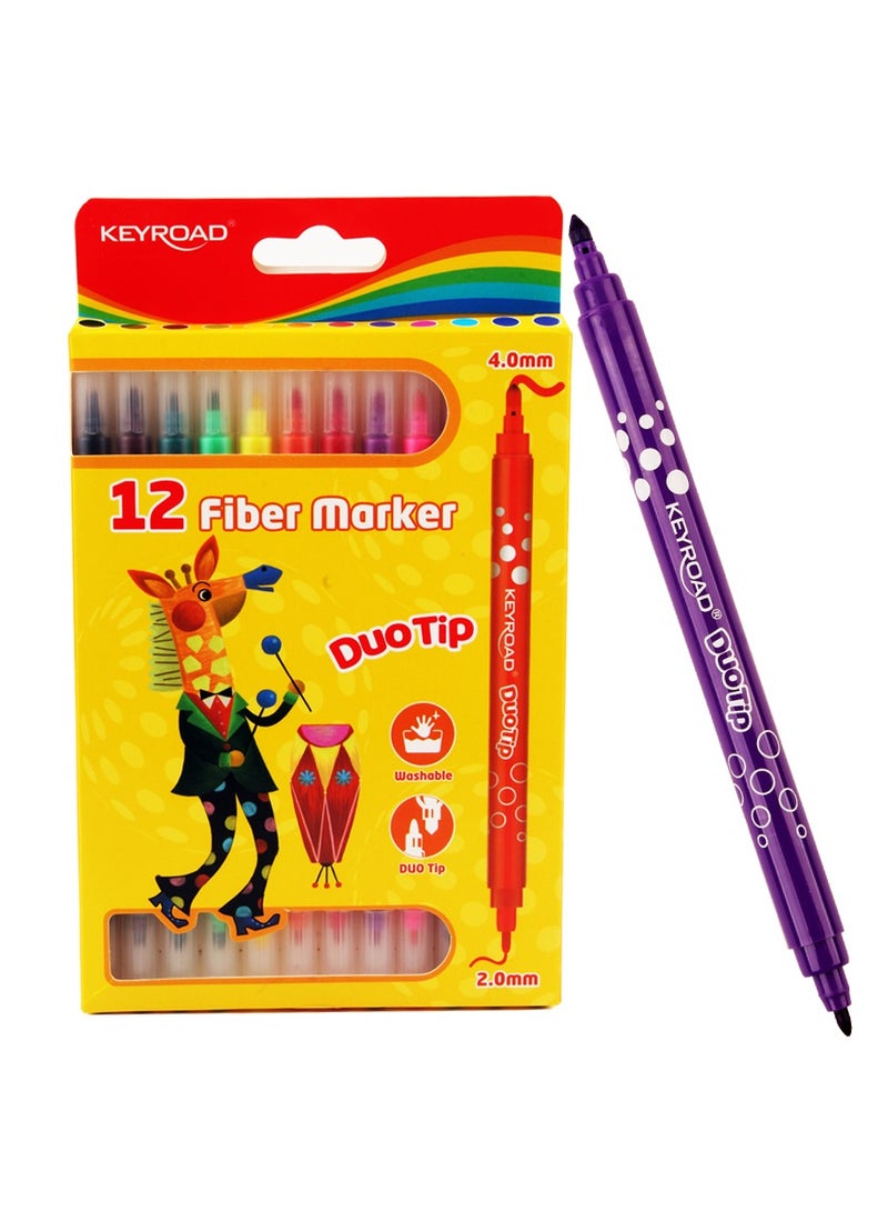 Keyroad Marker colors 12 colors, 2 tips thin and wide - Image 1