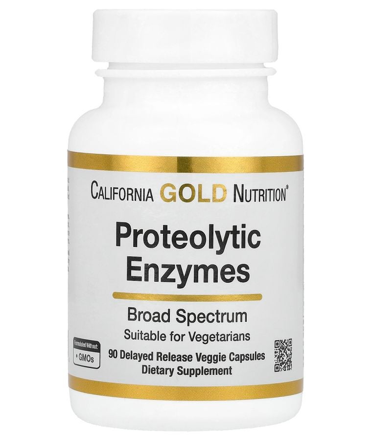 California Gold Nutrition Proteolytic Enzymes with Fruit Derived Enzyme Blend Rutin Pancreatin Alternative Blend and Serratiopeptidase 90 Delayed Release Veggie Capsules