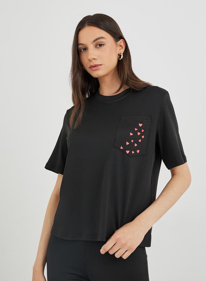 Take Two Printed Pocket Detail T-Shirt and Leggings Co-Ords - Image 3