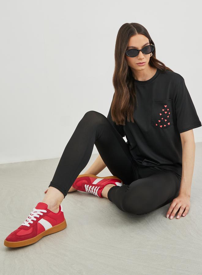Take Two Printed Pocket Detail T-Shirt and Leggings Co-Ords - Image 1