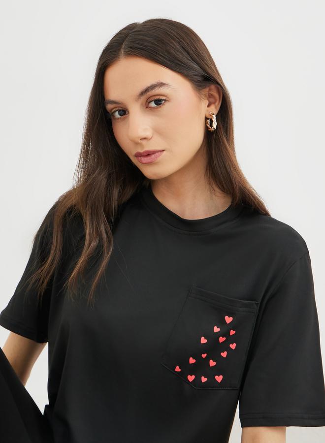 Take Two Printed Pocket Detail T-Shirt and Leggings Co-Ords - Image 4