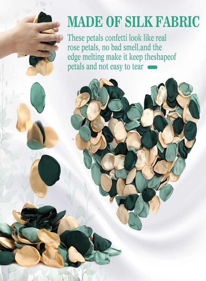 Milifox 200 Pieces Silk Rose Petals Dark Green Flower Silk Petals Artificial Scatter for Wedding Birthday Table Centerpieces Party Confetti Bridal Showers Romantic Night Decoration (Dark Green) - Image 3