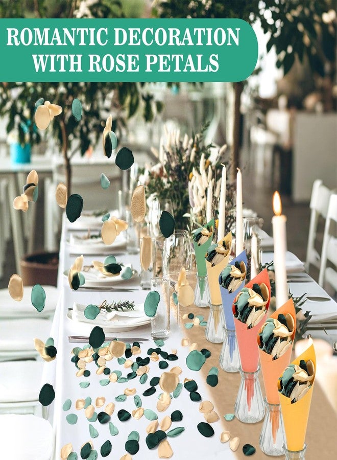 Milifox 200 Pieces Silk Rose Petals Dark Green Flower Silk Petals Artificial Scatter for Wedding Birthday Table Centerpieces Party Confetti Bridal Showers Romantic Night Decoration (Dark Green) - Image 4
