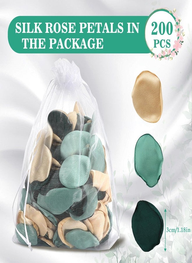 Milifox 200 Pieces Silk Rose Petals Dark Green Flower Silk Petals Artificial Scatter for Wedding Birthday Table Centerpieces Party Confetti Bridal Showers Romantic Night Decoration (Dark Green) - Image 2