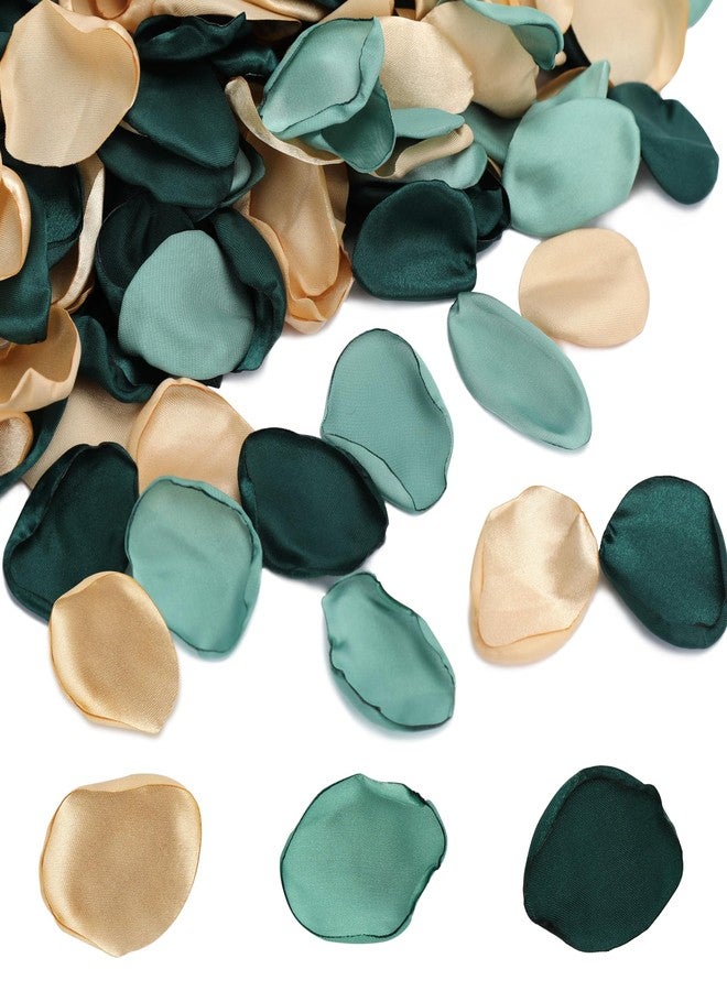Milifox 200 Pieces Silk Rose Petals Dark Green Flower Silk Petals Artificial Scatter for Wedding Birthday Table Centerpieces Party Confetti Bridal Showers Romantic Night Decoration (Dark Green) - Image 1