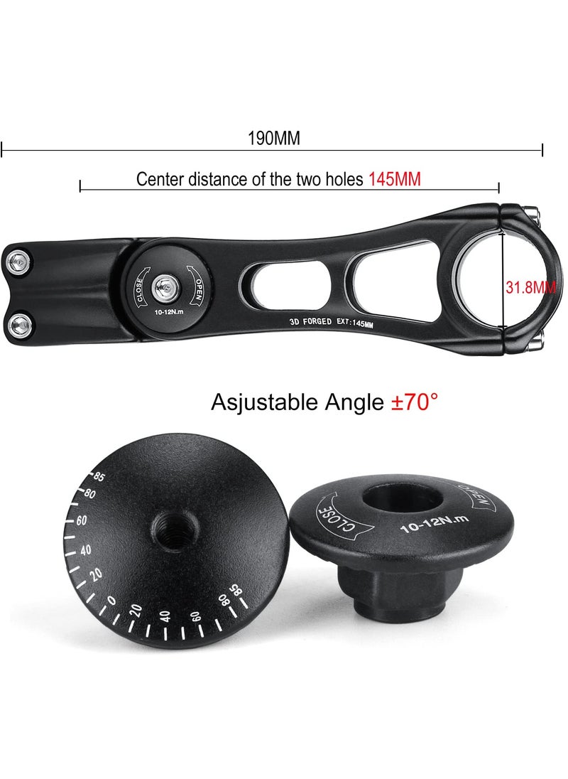 Excefore Bike Stem Riser for Handlebar, 90 mm 110 mm 145 mm Adjustable M T B Stem 70 Degree, Suitable for Bicycle, M T B, Road Bike, Cycling  - Image 4