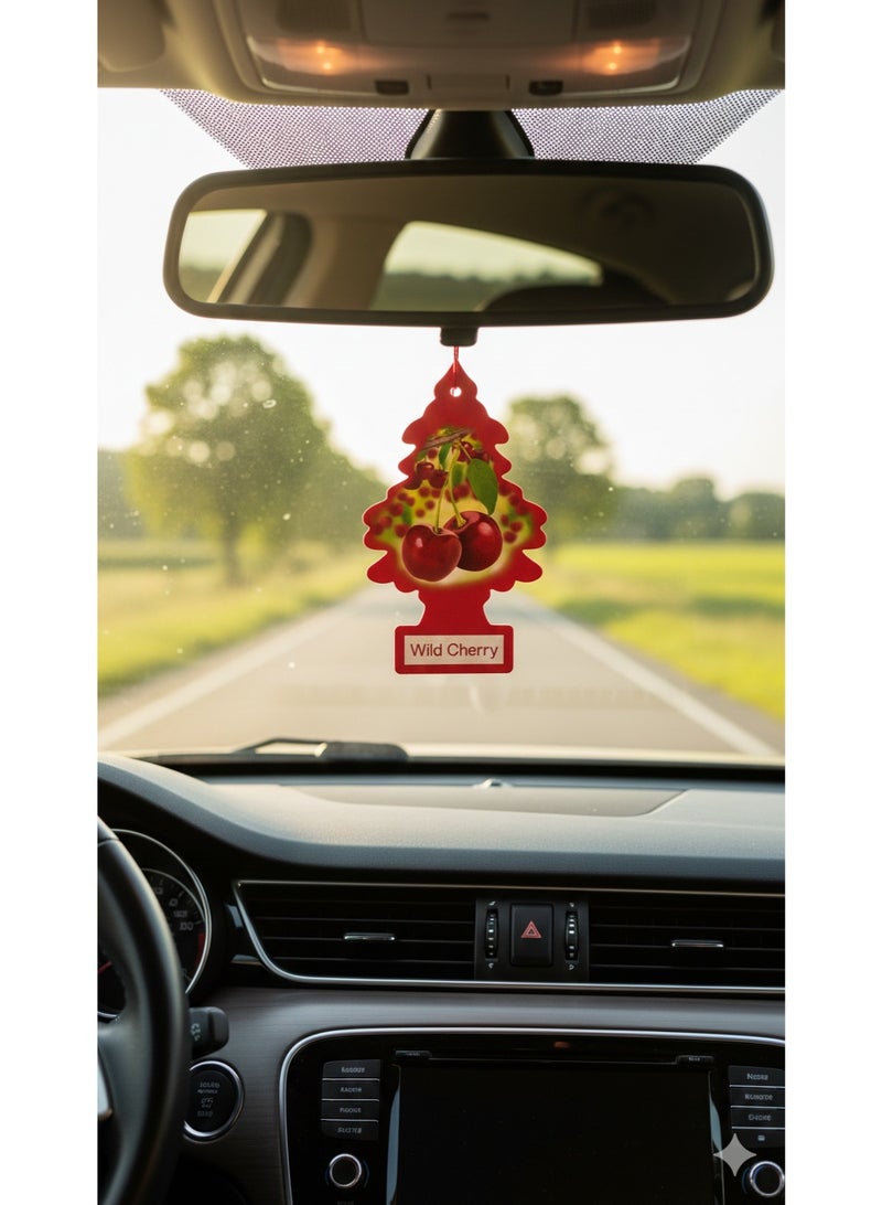 Little Trees Wild Cherry Car Air Freshener 6 Pcs Pack – Long Lasting Hanging Tree Fragrance for Car, Home & Office - Image 2