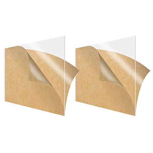 SimbaLux Acrylic Sheet Clear Cast Plexiglass 12” x 12” Square Panel 1/8” Thick (3mm) Pack of 2 Transparent Plastic Plexi Glass Board with Protective Paper for Signs, DIY Display Projects, Craft - Image 1