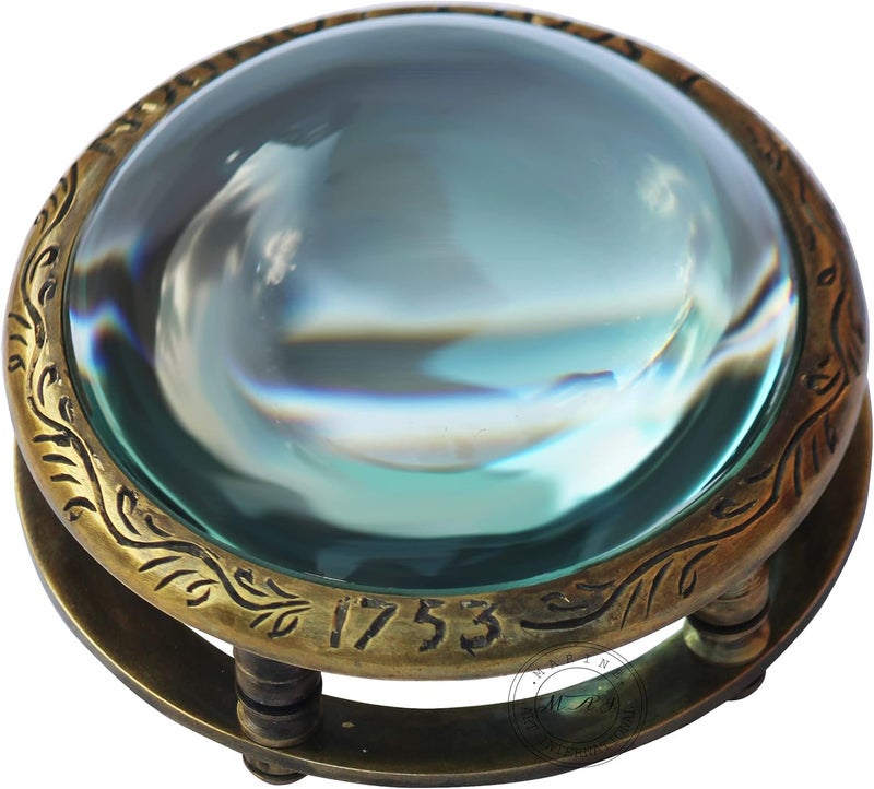 Mai Desk Magnifying Glass Desktop Vintage Antique Style Engraved Magnifier Reading Magnifying Glass for Reading Book Traditional Glass by MAI - Image 1