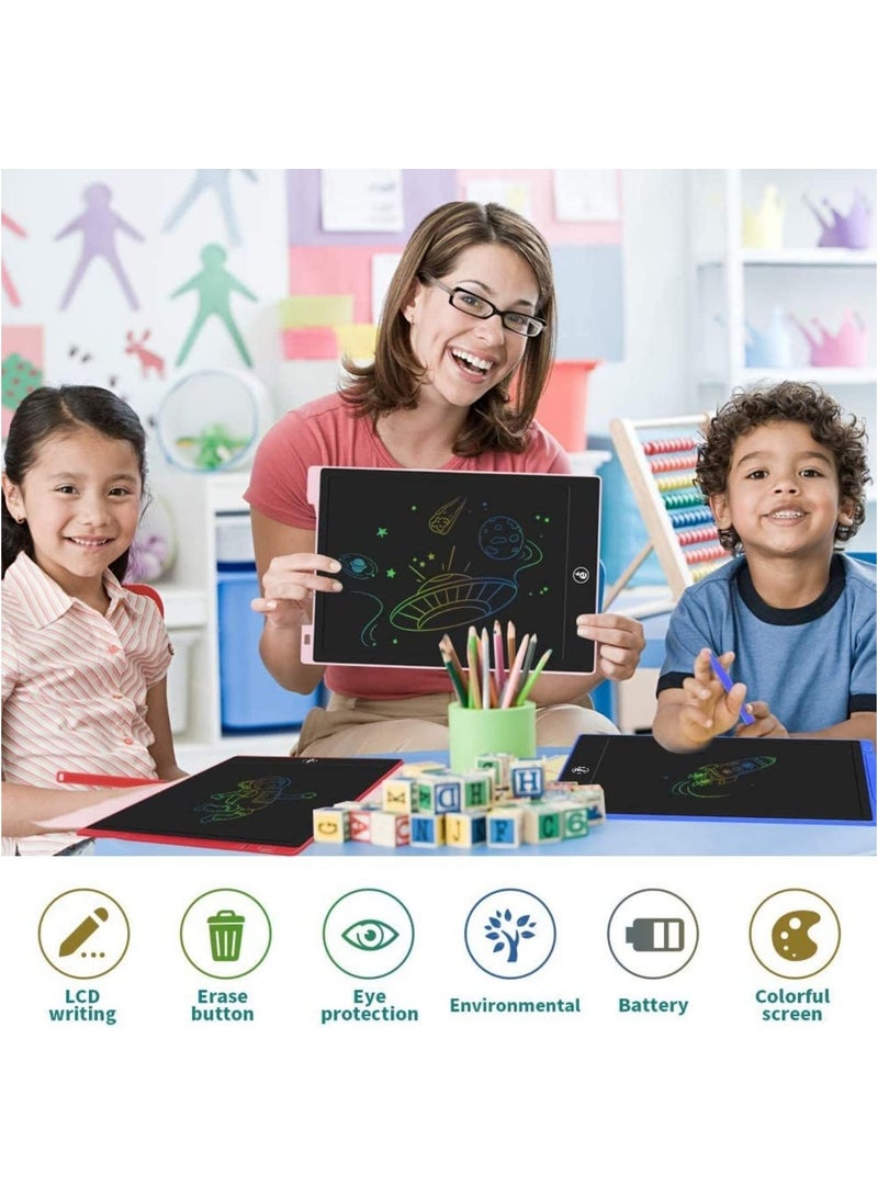 مخطوطات تابلت كتابة إل سي دي 8.5 بوصة، لوحة رسومات الشعار المبتكرة قابلة للمسح وإعادة الاستخدام للكتابة والرسم، ألعاب تعليمية للأطفال للأولاد والبنات (أحمر) - Image 4