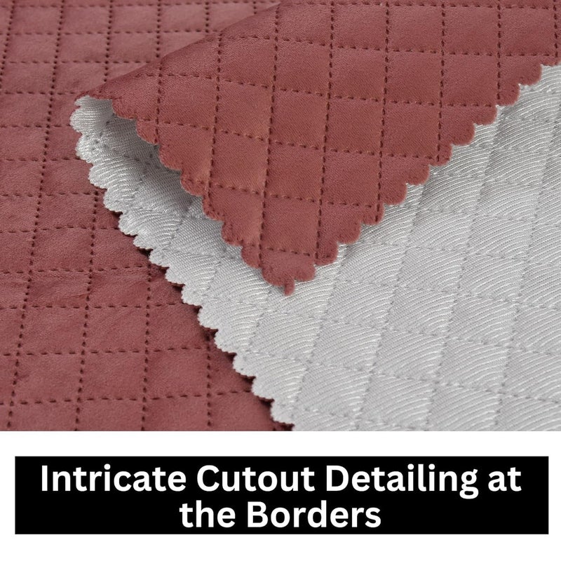 Kingly Soft Velvet Quilted Bed Runner Set Peach Rose King Size Bedding Combo 3 Piece Set with 2 Cushion Covers 16x96 inches - Image 5