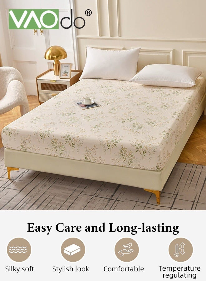 VAOdo Deep Fitted Sheet, Machine Washable Deep Pocket Sheet, Durable Ultra Soft and Long Lasting Wrinkle and Fade Free Fitted Bedsheet, for Home Hotel Bedroom 200*220CM - Image 2