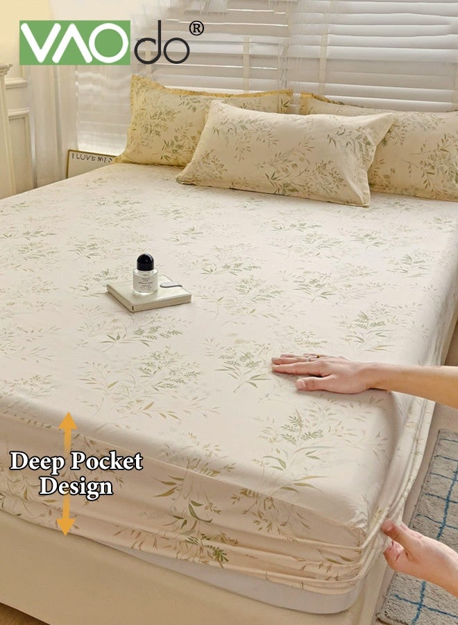 VAOdo Deep Fitted Sheet, Machine Washable Deep Pocket Sheet, Durable Ultra Soft and Long Lasting Wrinkle and Fade Free Fitted Bedsheet, for Home Hotel Bedroom 200*220CM - Image 4