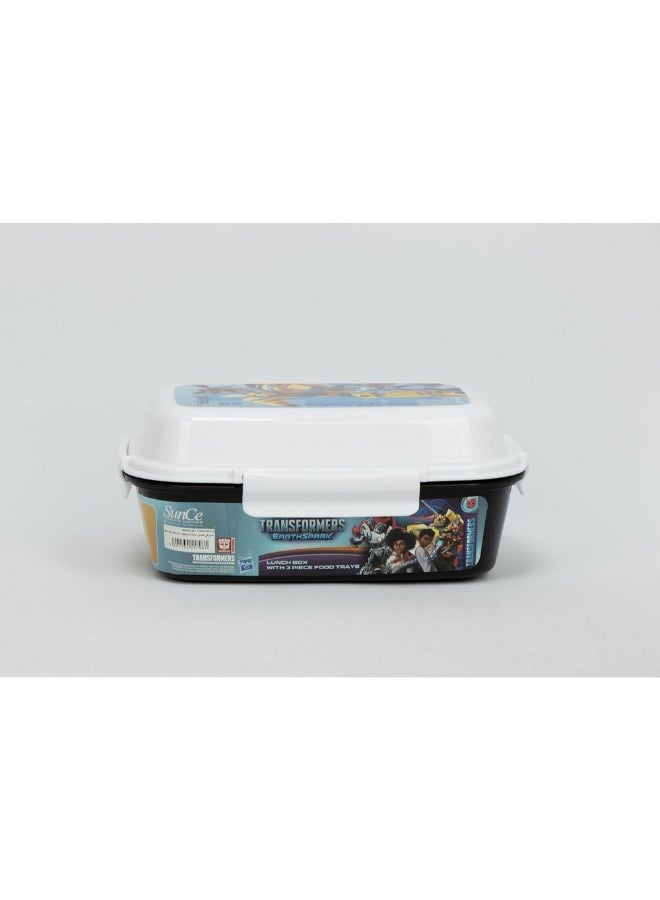 SunCe Transformers EarthSpark 4-Clip Closure Lunch Box Black and White 5.9 x 3.54 x 8.66 Inch SUNS-4404TRB  - Image 3