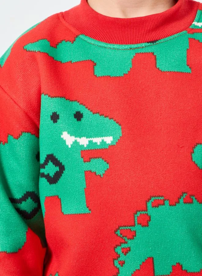 Styli Boys Dino Graphic Knit Sweaters