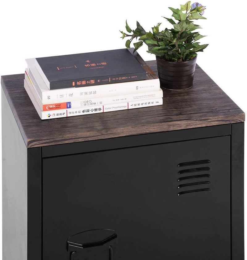 Generic Indian Decor 60015 Low Standing Locker Organizer 1 Door Side End Table Office File Storage Cabinet with MDF Top  - Image 2