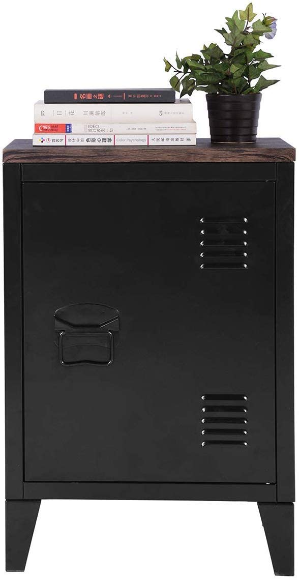 Generic Indian Decor 60015 Low Standing Locker Organizer 1 Door Side End Table Office File Storage Cabinet with MDF Top  - Image 1