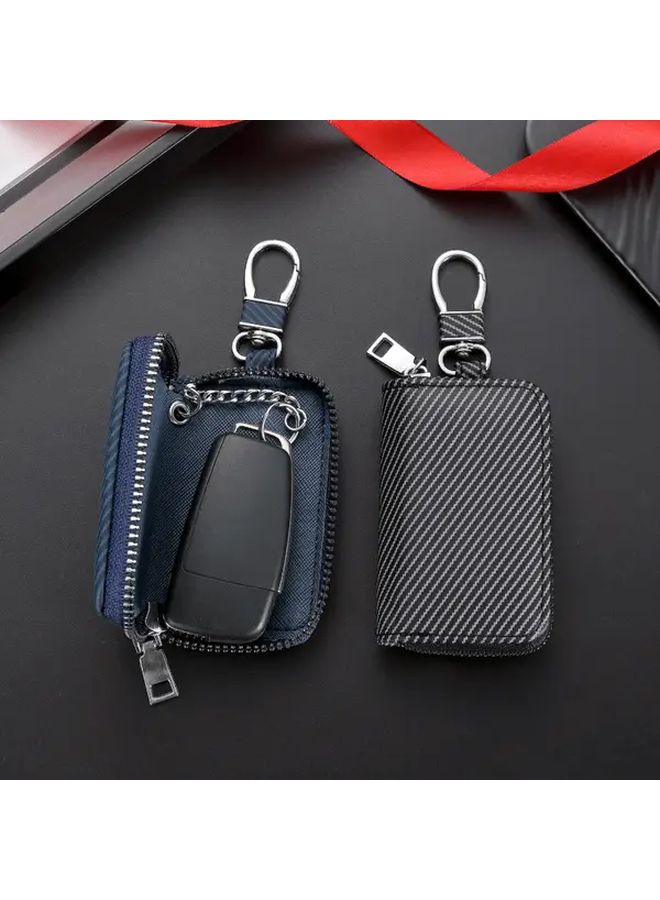 Blue Multi Functional Mini Key Holder Compatible For All Car Models Key Case With Key Cover Compact Portable Keychain Organizer For Car Keys Fobs Starters - Image 3