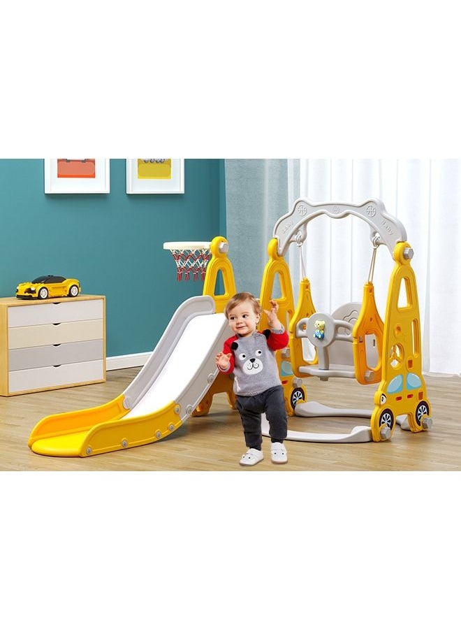 JSAITOYS - 3 In 1 Plastic Kids Slide Toddler Plastic Indoor Swing Set - Image 1