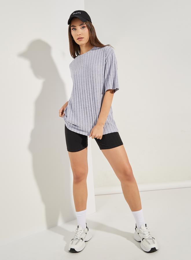 Styli Oversized Soft Touch Ribbed T-Shirt - Image 2